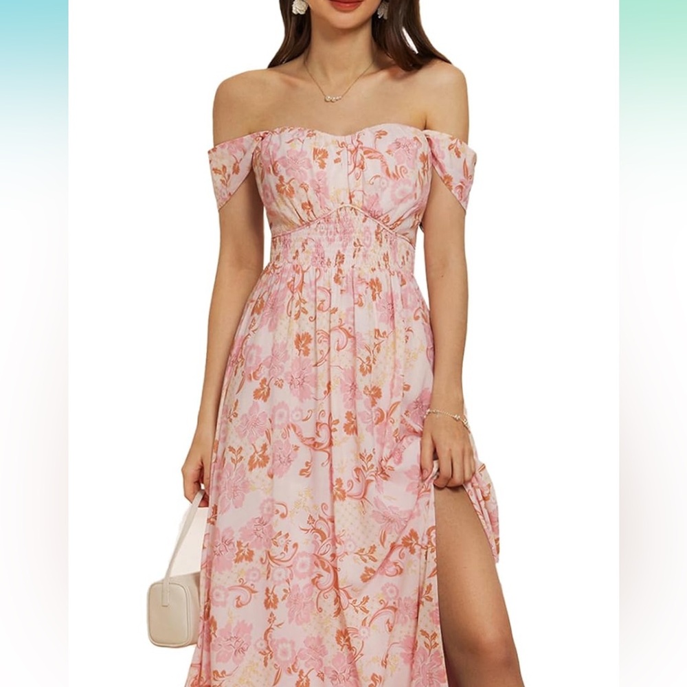 Floral Off-Shoulder Pink Dress